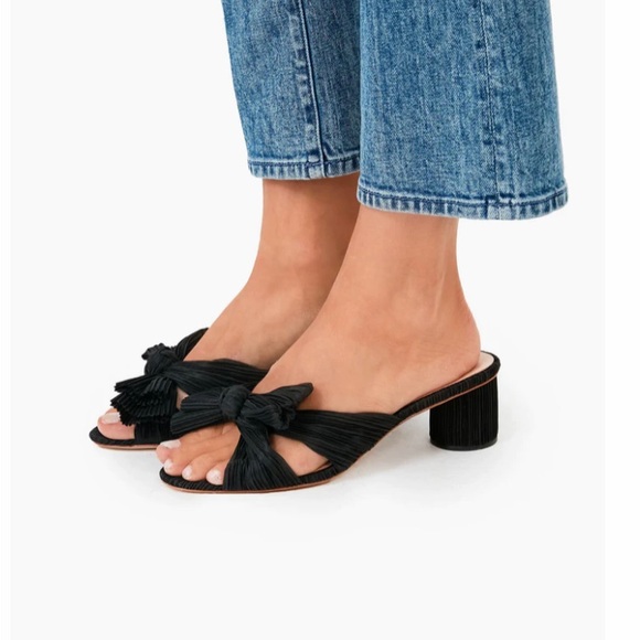 Loeffler Randall Emilia Pleated Knot Mule in Black Size 6.5 Never Before Worn - Picture 2 of 4